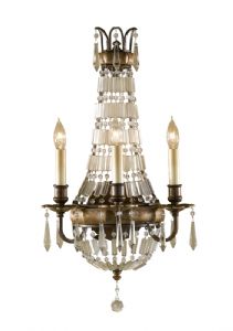 Paris Antique Bronze Crystal 3 Arm Wall Chandelier